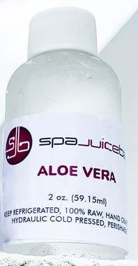 Spajuicebar distilled aloe vera from aloe vera leaves is 2 oz bottle