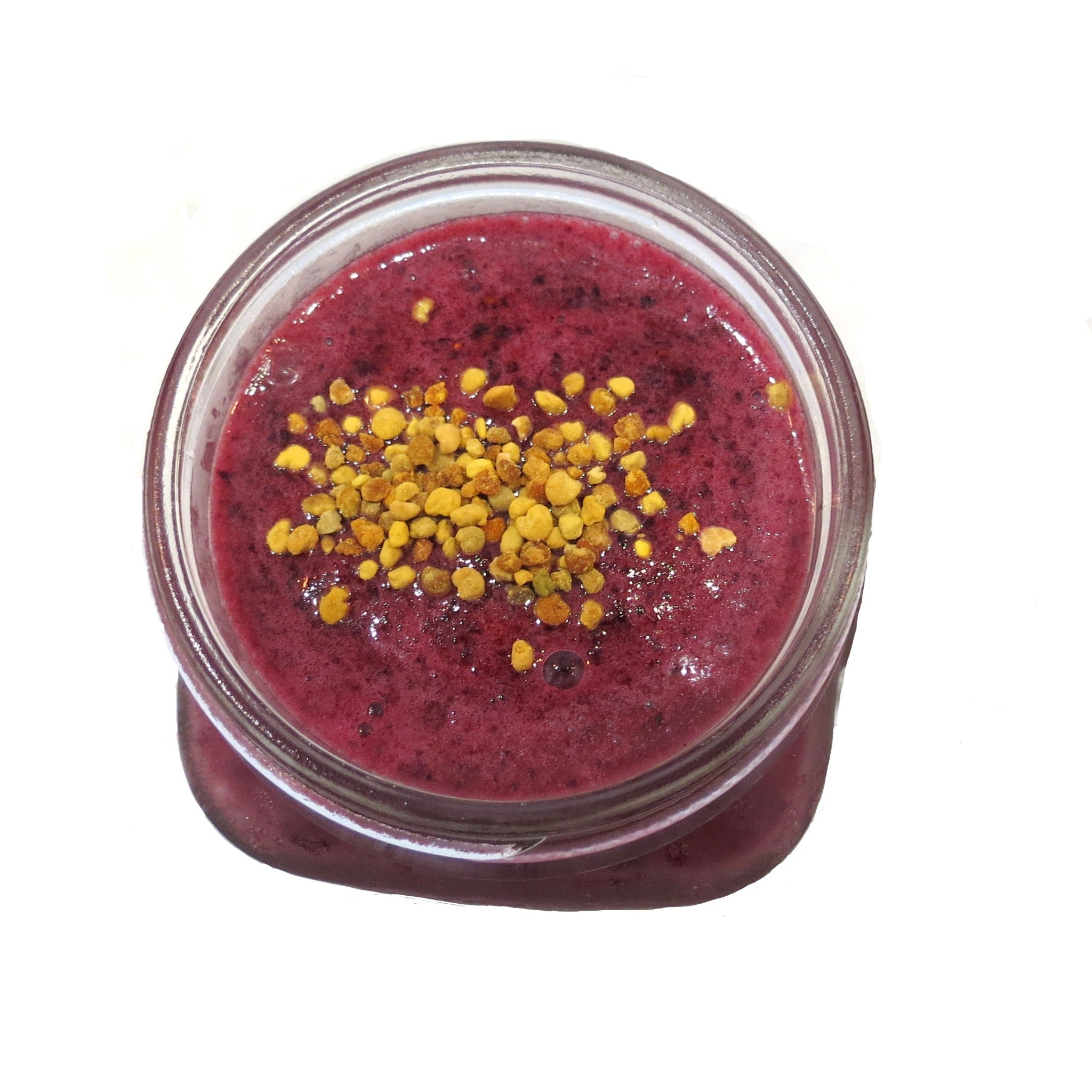 SpaJuiceBar's Cupu Acai smoothie is made with cupuacu, organic acai, wild blueberry, banana, organic apple juice served 16oz Topped with bee pollen. Cupuacu is a fruit from Brazil known as the pharmacy of the amazon.